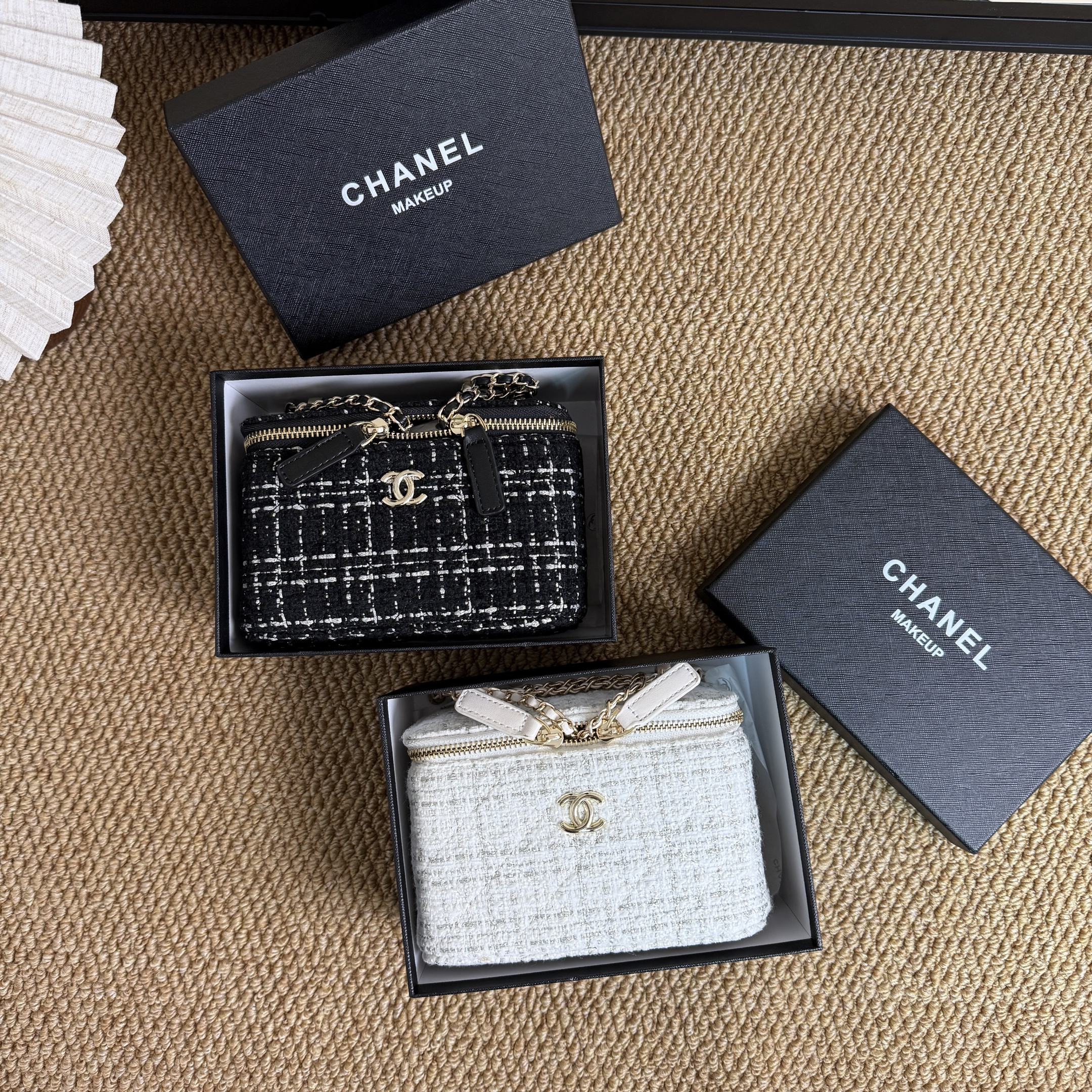 0003 CHANEL プレゼント用 コットンツイード シャネル風ボックスバッグ 18*9*12CM - 画像 (1)