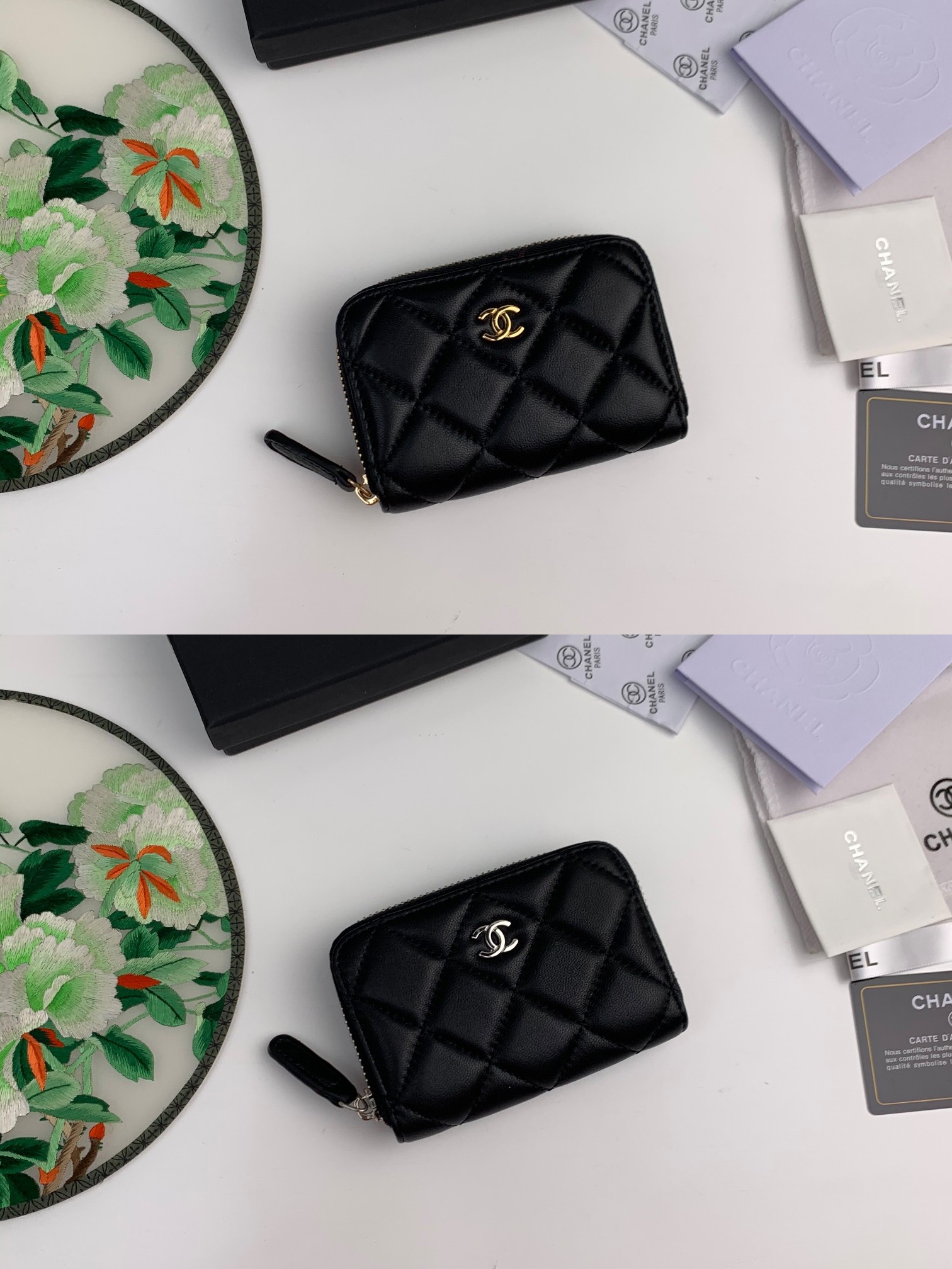 009_ZT CHANEL カード入れ 小銭入れ 69721 ケース付き 9x10cm - 画像 (1)