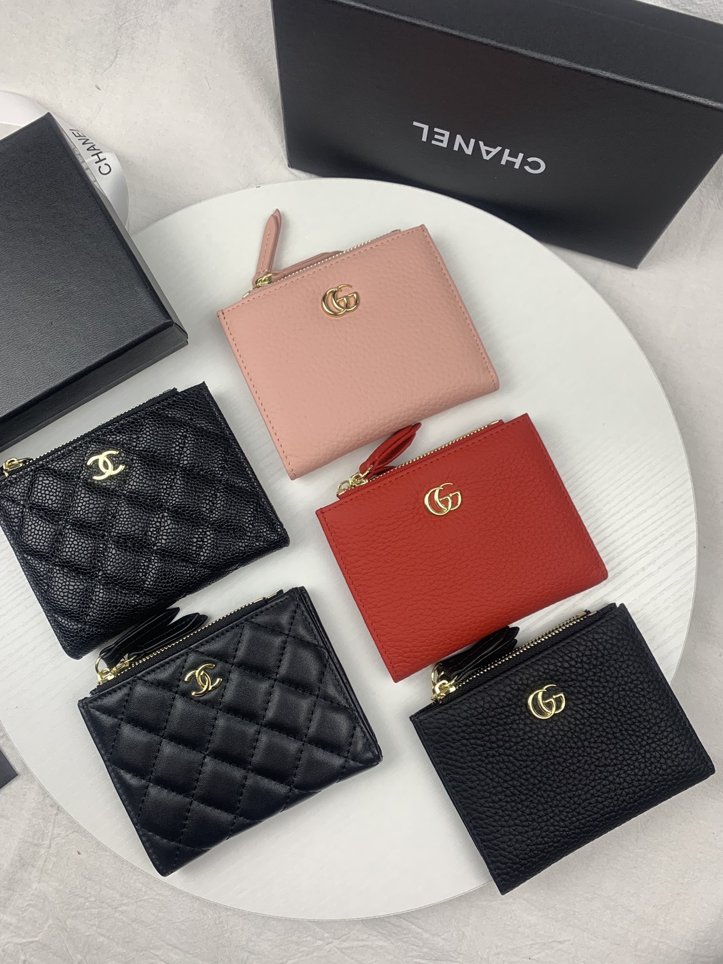 015_ZT Chanel Gucci 二つ折り財布 ケース付き 474747 12*9.5cm - 画像 (1)