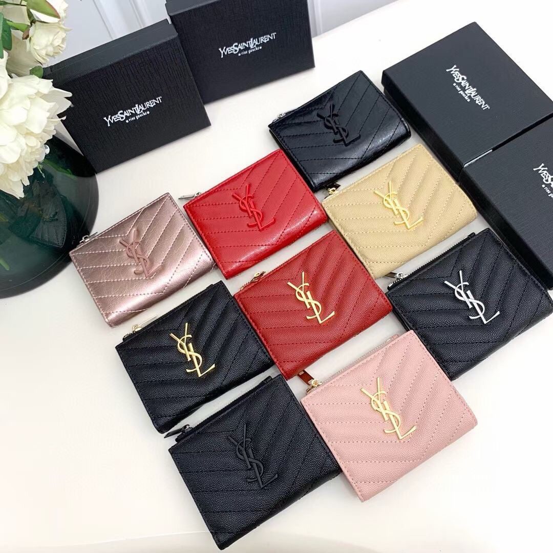 073_ZT YSL 二つ折り財布 ケース付き 7045 11*9*2cm - 画像 (1)