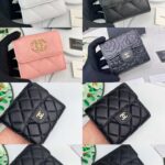 Chanel 三つ折り財布 小銭入れファスナーポケットあり ケース付き 003 11*10cm