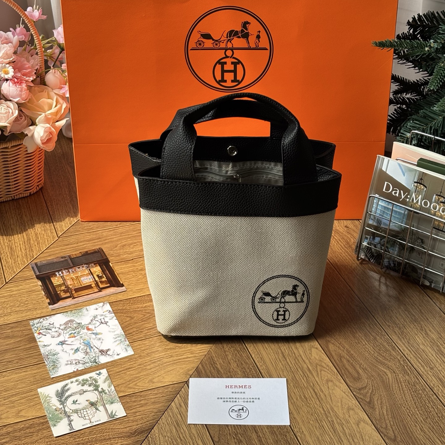 0001 HERMES トートバッグ ノベルティ 19*19*20cm - 画像 (1)