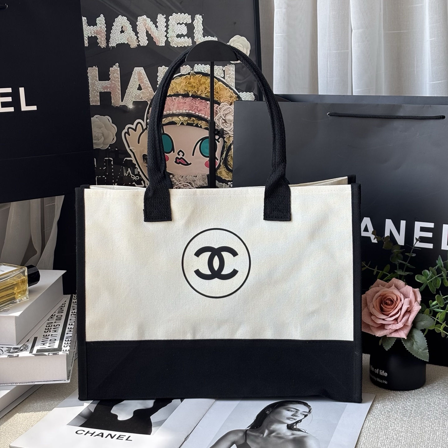 0001 CHANEL キャンバス トートバッグ ノベルティ 40*15*40cm - 画像 (1)