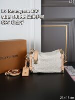 LV SIDE TRUNKMonogram キャンバス デニム ショルダーバッグ ケース付き 23*15cm - 画像 (3)