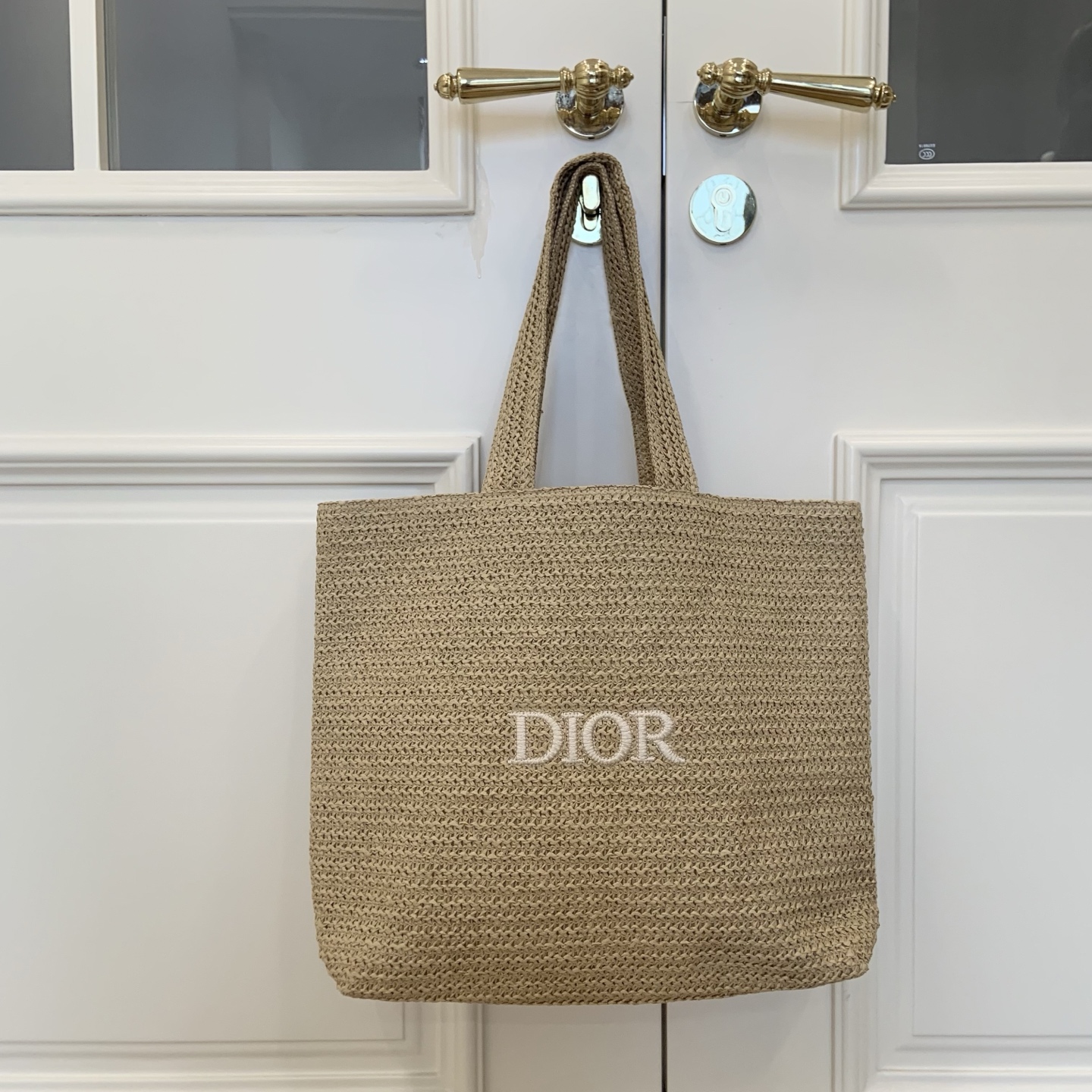 0001 DIOR 草編みバッグ ショッピングバッグ トートバッグ ノベルティ 43*35*10cm - 画像 (1)