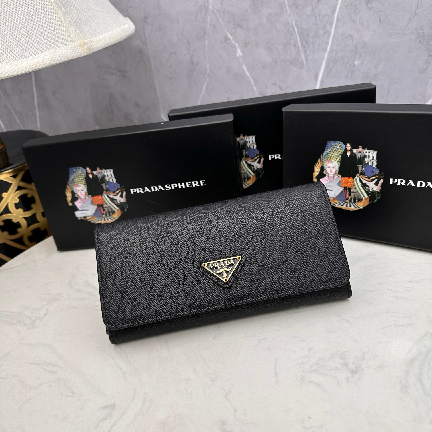 001_ZT Prada 長財布 二つ折り財布 ケース付き 202 19*10*2.5 - 画像 (1)