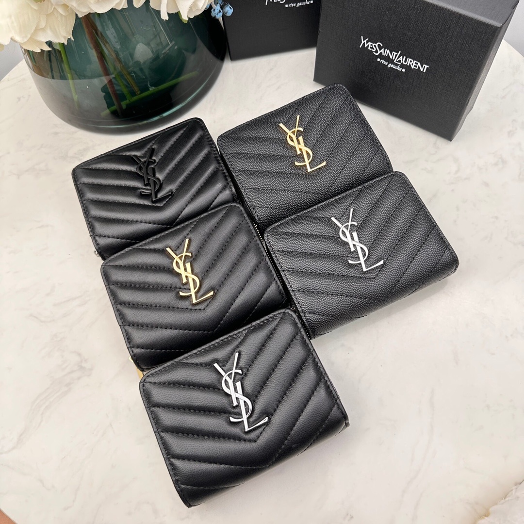 001_ZT SAINT LAURENT カード入れ 二つ折り財布 ケース付き 16820 12*10*3cm - 画像 (1)