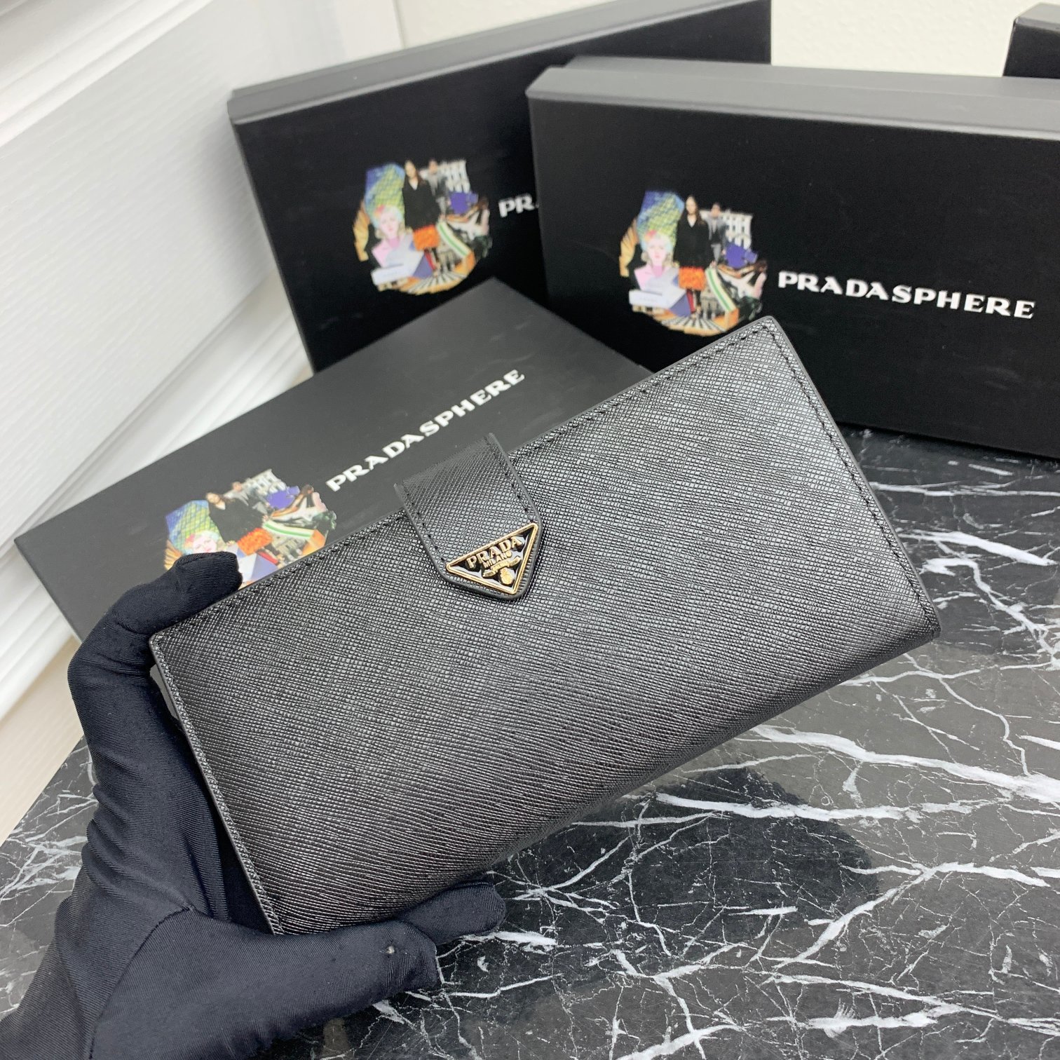 009_ZT Prada 長財布 二つ折り財布 ケース付き LM213 19*10*1cm - 画像 (1)