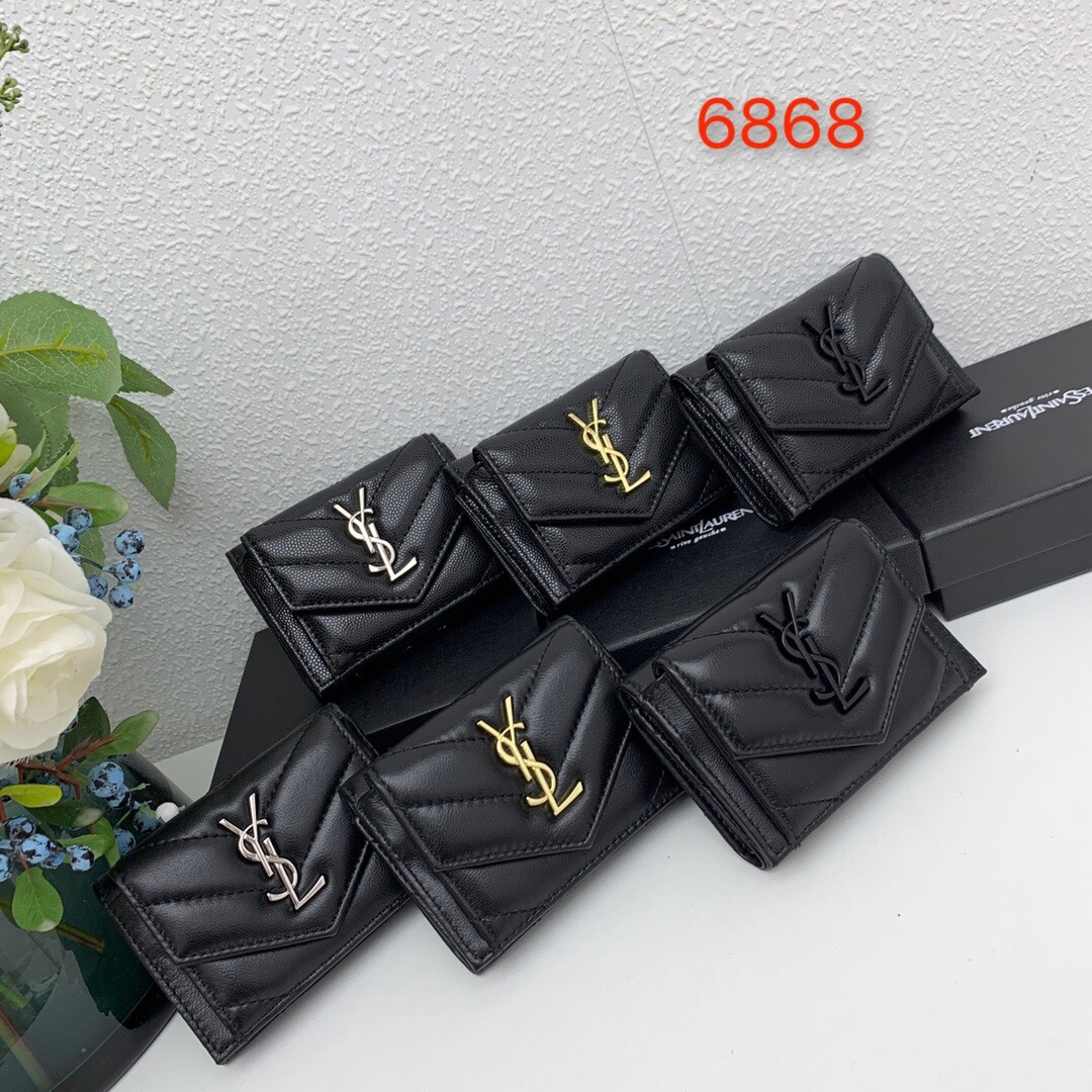 046_ZT SAINT LAURENT 三つ折り財布 ケース付き 6868 10.5*7.5*3cm - 画像 (1)