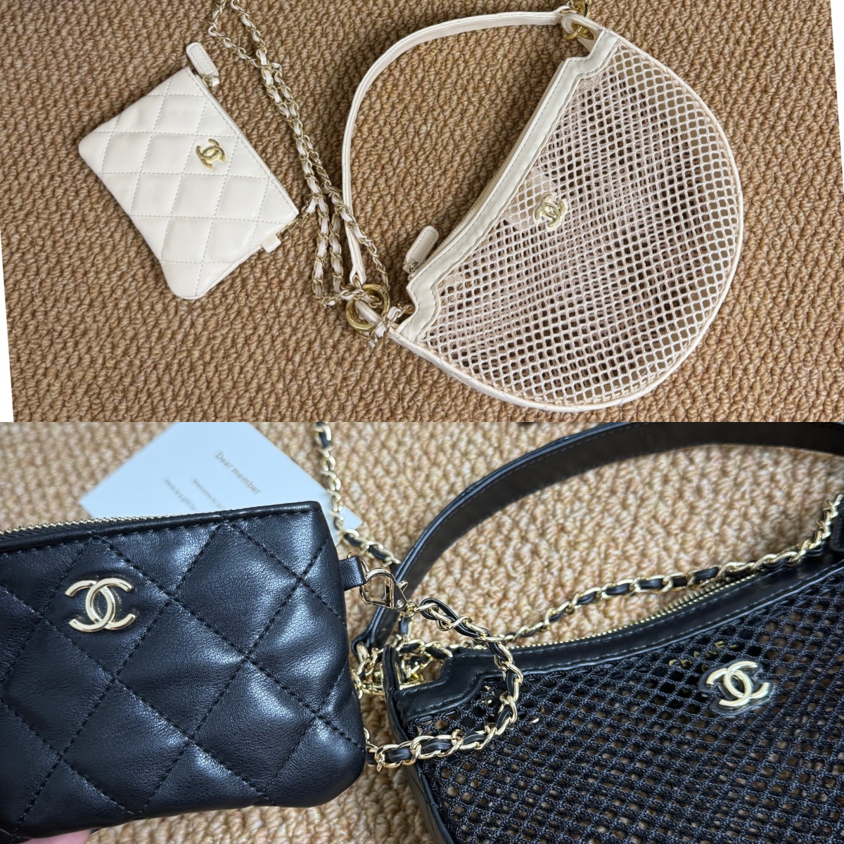 未 CHANEL ショルダーバック&小銭入れ 2点セット メッシュ ノベルティ 15*22*6cm - 画像 (1)
