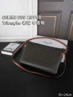 CELINE DUO ZIPPED Triomphe ショルダーバッグ ケース付き 35*24cm