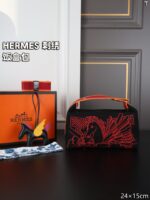 HERMES 刺繡 ハンドバッグ ショルダーバッグ ケース付き 24*15CM - 画像 (8)