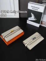 HERMES Kelly Classic 二つ折り財布 長財布 ケース付き 20*10.5cm - 画像 (6)