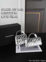 CHANEL 23P Kelly キャビア ハンドバッグ ショルダーバック ケース付き 15*12cm 18.5*10cm - 画像 (5)