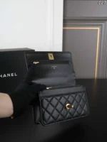 CHANEL Classic Flap CF 25B キャビア ハンドバッグ ショルダーバッグ ケース付き 19*12cm - 画像 (9)