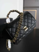 CHANEL Classic Flap CF 25B キャビア ハンドバッグ ショルダーバッグ ケース付き 19*12cm - 画像 (10)