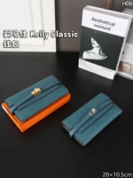 HERMES Kelly Classic 二つ折り財布 長財布 ケース付き 20*10.5cm - 画像 (9)