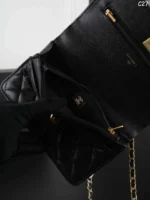 CHANEL Classic Flap CF 25B キャビア ハンドバッグ ショルダーバッグ ケース付き 19*12cm - 画像 (12)