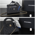 CHANEL Kelly デニム ハンドバッグ ショルダーバッグ ケース付き 19*12CM