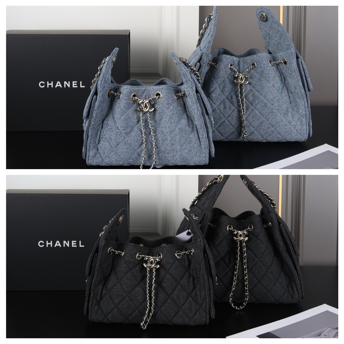 未命名 CHANEL 25Bag 25C hobo デニム 水筒バック ケース付き 22*15.5cm 26*19cm - 画像 (1)