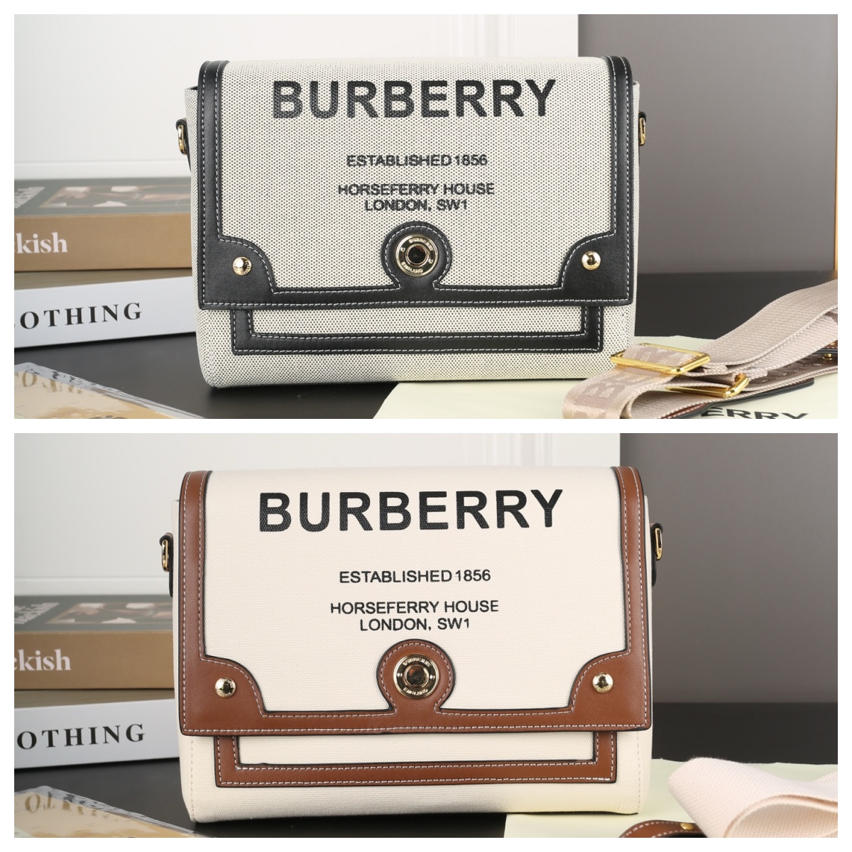 未命名 Burberry キャンバス ショルダーバッグ ケース付 25*20cm - 画像 (1)